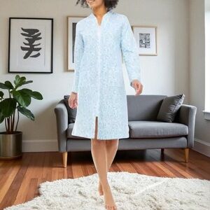 Miss Elaine L paisley printed zip front nightgown